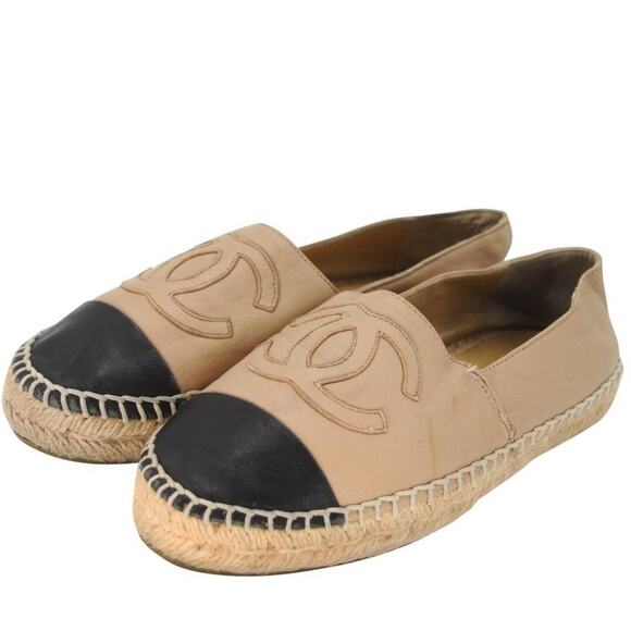 Chanel Embroidered Espadrille 37 Leather CC Cap Toe Flats CC-0803N-0007 - Picture 4 of 11